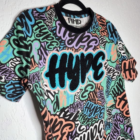 AHP Another Hype Piece Hype All Over Print Short Sleeve T-shirt Sz M Graphic Tee - Picture 4 of 10
